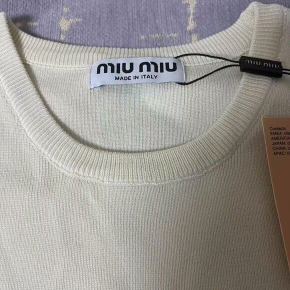 Miu Miu Crystal - Embellished Knit Tank Top | Size for 100 - 120 lbs - Picture 4 of 5